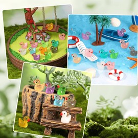 Wezdopu 100PCS Tiny Resin Bulk Duck Miniature Figures Ornament Luminous Transparent Multicolor Dollhouse Decor Accessorie for Garden Aquarium Potted Ornament,20 Colors