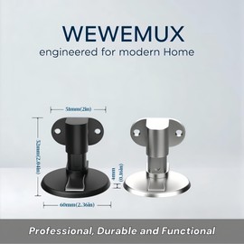 Wewemux 1 Pack Magnetic Door Stopper – Upgraded with Nail-Free Glue, Adjustable Magnet Door Stop for Bottom of Door, Floor Mount Magnetic Door Holder Catch No Drilling (Black-Silver Mixed)