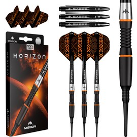 Mission Darts | Horizon | Soft Tip Darts | 95% Tungsten | Black PVD & Orange | 18g