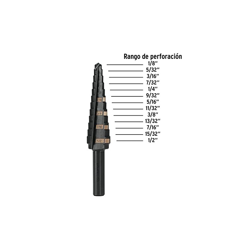 Truper BES-13, Broca escalonada óxido negro 13 escalones 1/8" a