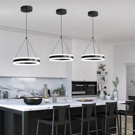Mikeru 20cm Hanging Light 1Pack with Remote Control Dimmable 3000k/4500k/6500k Acrylic Kitchen Island Light, Height Adjustable 1.2M Dining Room Pendant for Cafe, Bedroom, Living Room