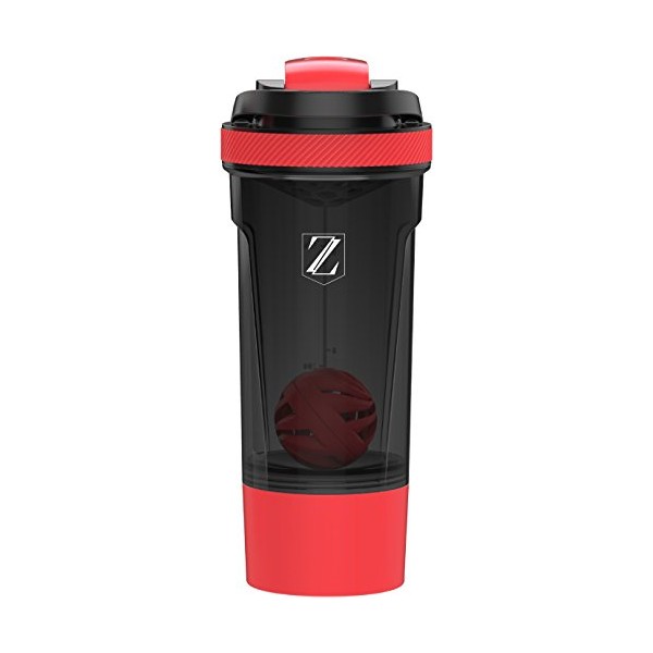 Zoyer Protein Shaker Bottle (24-Ounce) Mixer Bottle With Twist And Lock Protein Box Storage (Red)