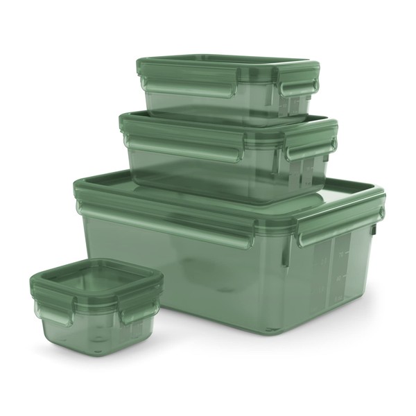 Emsa N11706 Clip & Close Eco 4-teiliges Frischhaltedosen-Set | 0,2/0,55/1/3,7