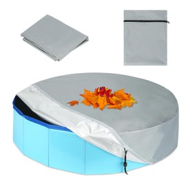 YUEPET Round Dog Pool Cover Portable Kiddie Pool Cover, Foldable Swimming Pool Cover Suitable for Dog Pool and Kiddie Pool 78.7"×12"(Grey)