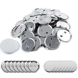 WBYNB Pack of 100 Round Blank Pin Buttons, Badge Button Pin, DIY Brooch Blank Badge, Round Safety Badge, Clear Button Lapel Pin DIY Material for Crafts Souvenir Gifts