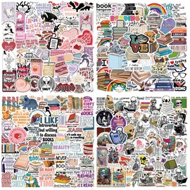 200 PCS Book Stickers Bookmark Pack, Bookish Quote Reading Stickers, Reading Lovers Vinyl Waterproof Aesthetic Stickers for Water Bottles Book Laptops Scrapbook Journal Planner