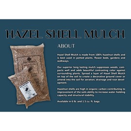 Hazel Shell Mulch Amendment Product - 1.5 Cubic Foot (Hazelnut Shells) 100% Natural Mulch | Landscaping, Flower Beds, Garden, Potted Plant Mulch