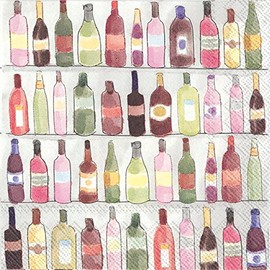 IHR Ideal Home Range Cocktail Napkins Disposable 3-Ply Paper Party Napkin Pack, 5" x 5", Wine Shelves, 20-Count