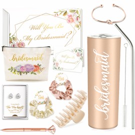 11 Pcs Bridesmaid Proposal Gifts Will You Be My Bridesmaid Gift Box 20 oz Wine Tumbler Bridal Bachelorette Party Gifts for Bridesmaids Wedding Gifts