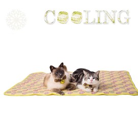 SEIS Dog Ice Pad Ice Silk Cats Kennel Mat Pet Cooling Pad Summer Cool Bamboo Mat Breathable Pad (Yellow, M