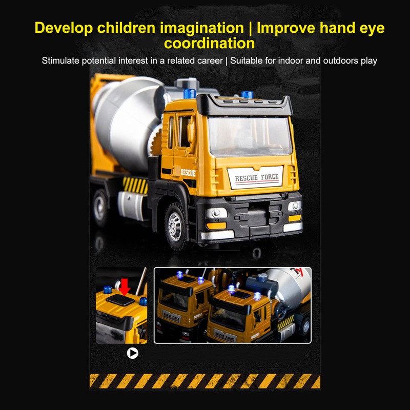 1:32 Scale Mixer Truck Toy 360 Degree Rotating Alloy Construction