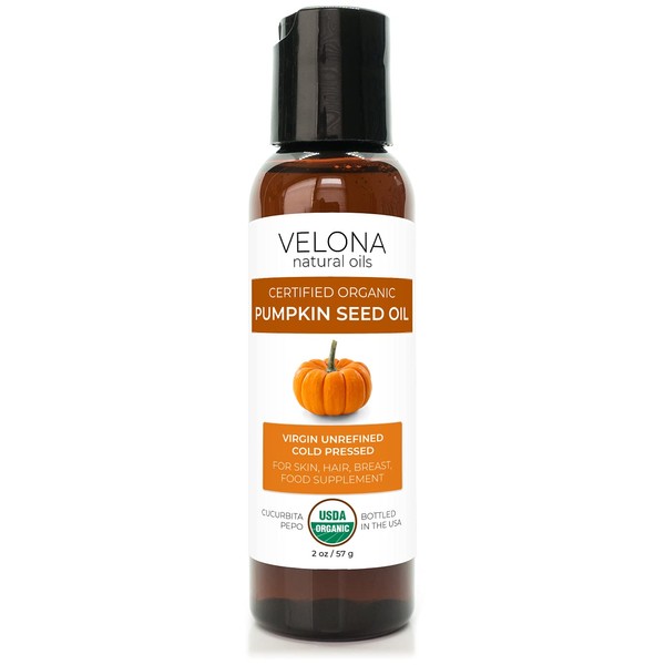 velona Pumpkin Seed Oil USDA Certified Organic - 2 oz | 100% Pure and Natural Carrier Oil | Unrefined, Cold Pressed | Cooking, Face, Hair, Body & Skin Care | Use Today - Enjoy Results