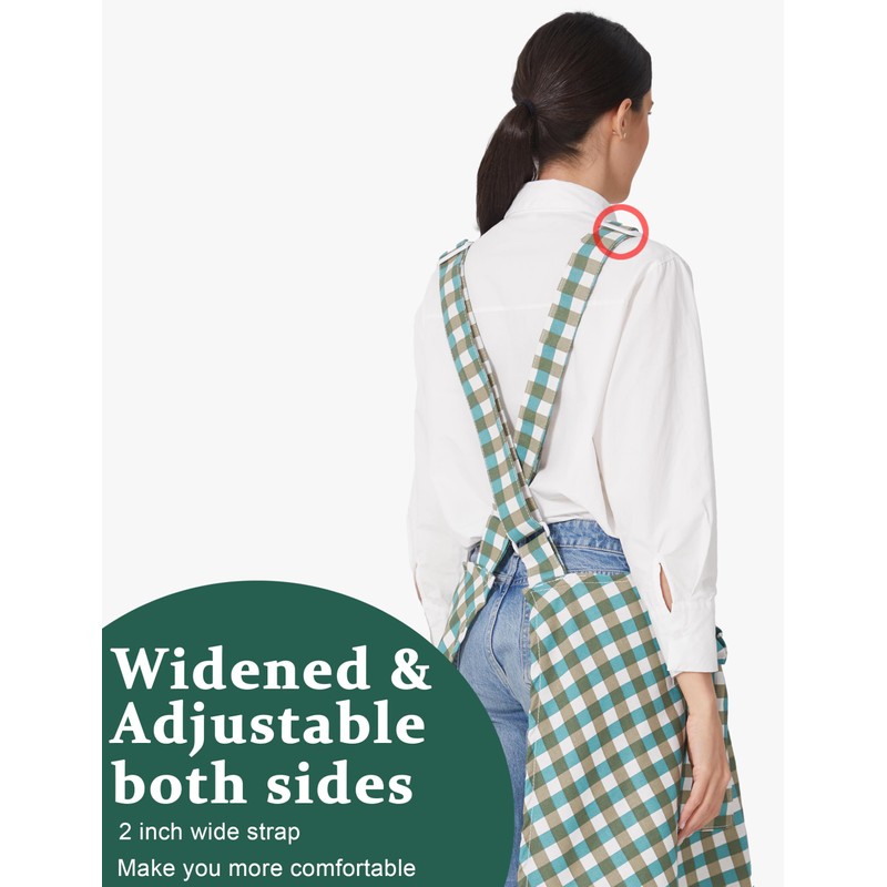 APRONNER Cozy Adjustable Cross Back Aprons for Women with Pockets
