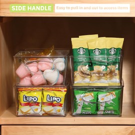 novelinks Plastic Pantry Organizers with Removable Dividers Storage Bins Perfect Kitchen Organization or Pantry Storage Refrigerator Organizer Bins,3 Pack