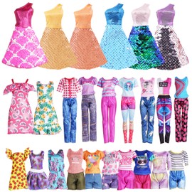 Vicloon 12 PCS Doll Clothes and Accessories Set for Doll, Doll Clothes and Accessories Set, 3 Dresses + 3 Floral Dresses + 6 Sets (Top + Pants) for 11.5 Inch Girl Doll