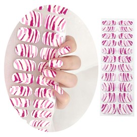 UUDDNN Semi Cured Gel Nail Strips,Works with Any UV/LED Nail Lamps,Pre-Cured,Simple,Salon-Quality,Wallet-Frendly,Long Lasting Nail Wraps, Stickers (Zebra, Extra Long)