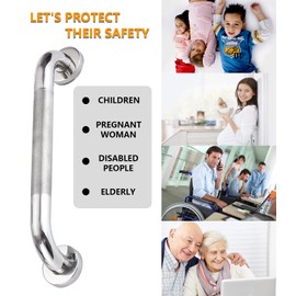 12inch Anti Slip Shower Grab Bar Handle, Chrome Stainless Steel Bathroom Grab Bar, Knurled Bathroom Balance Bar,Safety Hand Rail Support,Handicap Elderly Senior Assist Bath Handle