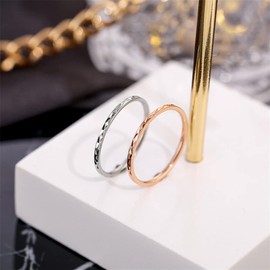 IFUAQZ Stainless Steel 1MM Thin Midi Stacking Rings Shiny Engagement Wedding Band for Women Girls Rose Gold Size 8