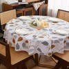 Round Vinyl Tablecloth with Flannel Backing Waterproof Oil-Proof PVC Table