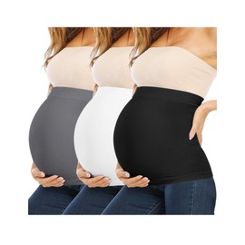 Rheane Belly Bands For Pregnant Women Maternity Belly Band Pregnancy Support Band (Black+White+Dark Grey 4)