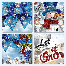 MXJSUA Christmas Santa Snowman Special Shaped Hanging Diamond Painting Art Kits for Adults, Wreath Crystal Rhinestone Acrylic Gem Art Pendant Ornaments Kit for Home Decor and Gift 19.4x19.8CM