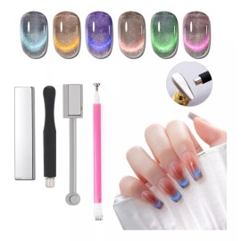 Cateye 4 Imanes Para Efecto Ojo De Gato + 6 Gel Semipermanente