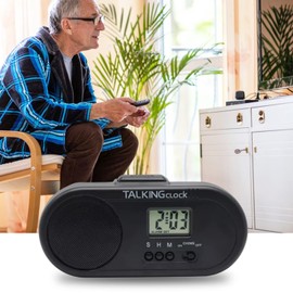 LCD Talking Clock,Display and Speaks The Day Hour annoucement Pill Reminder Talking Alarm Clock for Dementia, Blind or Visually impaired Seniors-Digital Day Clock with Multiple Customized Alarms