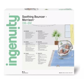 Ingenuity Soothing Baby Bouncer - Asiento infantil con vibraciones, barra de juguete y sonidos, 0-6 meses hasta 20 libras (Morrison)