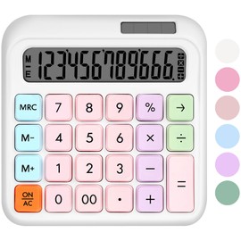 HUTUDD Mechanical Switch Calculator, Desktop Calculator, White Calculators Big Buttons, 12-Digits Large LCD Display, Solar & Battery Dual Power, Desk Calculators for Office Home School Basic Business