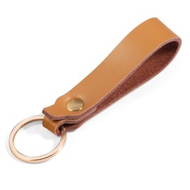 DGHYDZ Genuine Leather Keychain Strap for Car Home Key Ring Holder Lanyard Women Men (Brown)