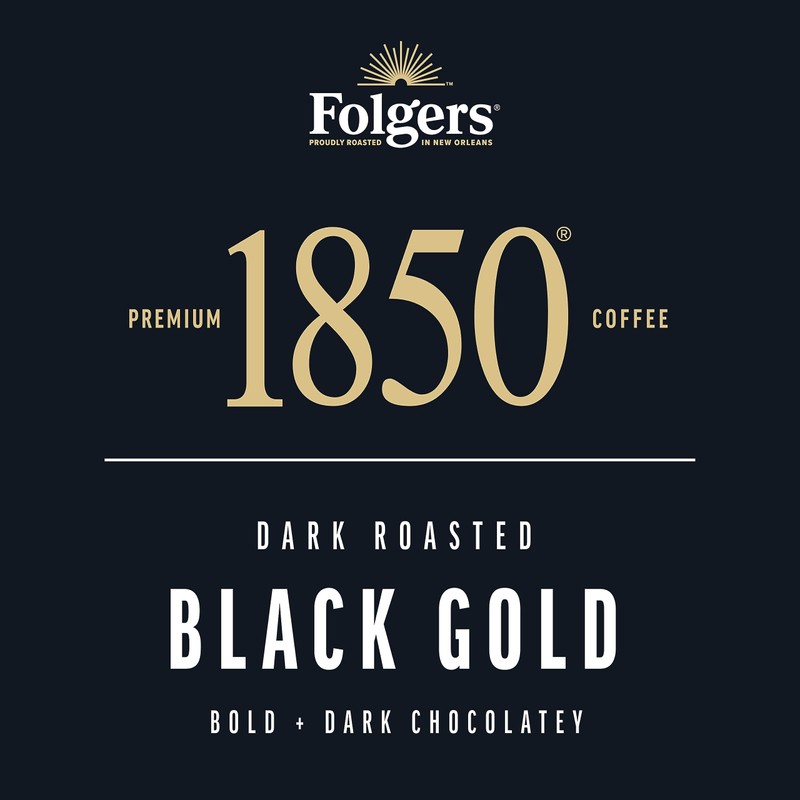 Folgers 1850 Black Gold Dark Roast Coffee, 10 Keurig K-Cup