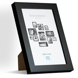Timeless Modern MDF Black Picture Frame for 10 x 15 cm Small Photos and Pictures Includes Acrylic Glass Protector Suitable as a Table Stand and for the Wall, Portrait or Landscape Format