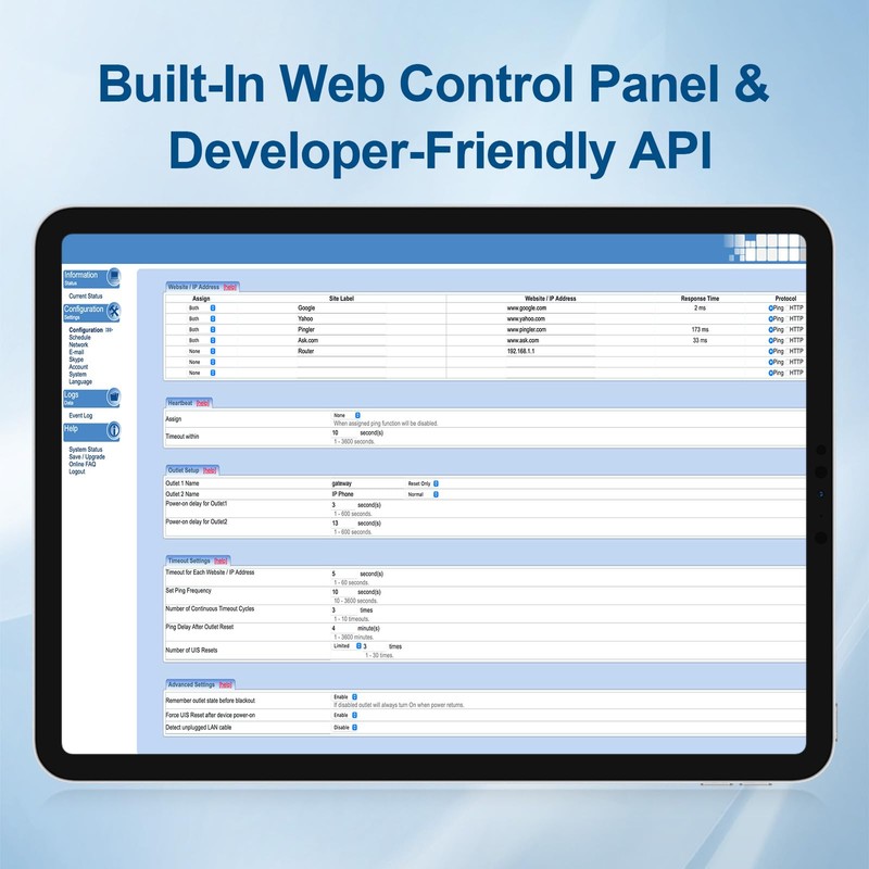 MSNswitch2 IP Enabled Remote Power, Ping Auto Reboot, Dual Outlets,