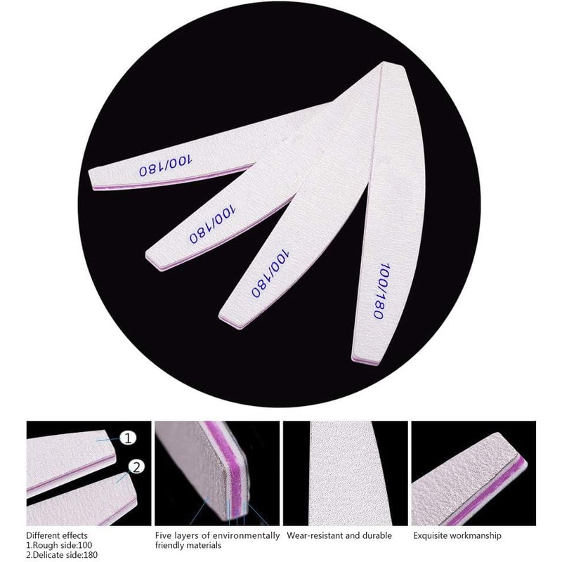 Kafeiya Professional Nail Files,5 PCS Nail File Double Sided Emery