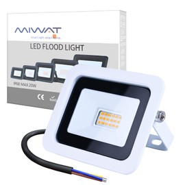 Ultra-Thin MIWAT LED Flood Light Spotlight Led Search Lamp 220V Floodlights for Outdoor Garden Street Square (Warm White-2700K, 20W)