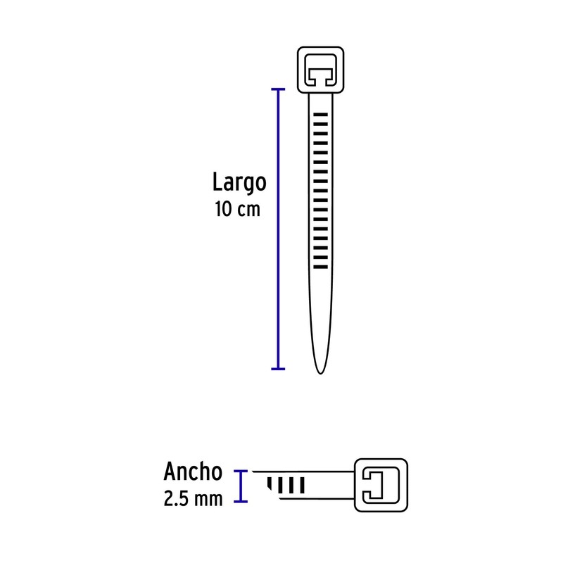 Volteck CIN-1810N-M, Bolsa con 1000 cinchos plásticos 18 lb 100