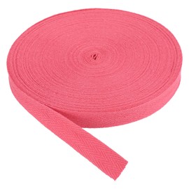 PATIKIL Cotton Twill Tape 5/8 Inch 25 Yards Cotton Ribbon Bias Binding Tape Herringbone Webbing Trim for Sewing Gift Wrapping Craft DIY Dark Pink