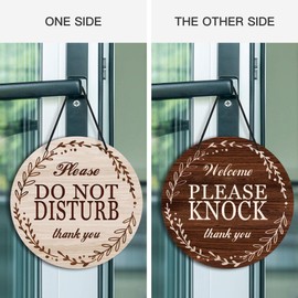 Putuo Decor Welcome Please Knock Do Not Disturb Door Hanger, PVC Round In A Meeting Sign For Office Door, In Session Sign For Therapists Office Clinic Treatment Double Sided Plaque 9 In