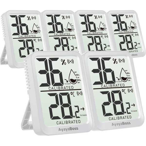 AyayaBoss Indoor Thermometer, 6 Pack Temperature and Humidity Meter, Digital