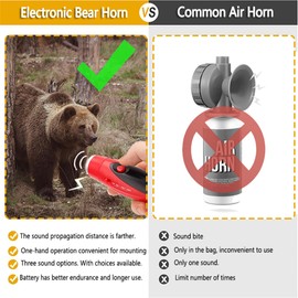 JIUSAIRUI 120dB Electronic Bear Horn to Scare Bears- Loud Air Horn for Safety Hiking Camping Emergency Whistle Can Replace Bear Bell
