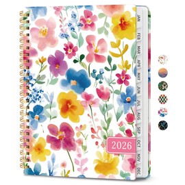 2026 Planner, Weekly and Monthly Calendar Planner for Women, Jan 2026 - Dec 2026, Hardcover Planning Agenda book with Tabs, Spiral Bound, Inner Pocket, Perfect for School Office Supplies, 6.3" x 8.5" - Bloom Floral