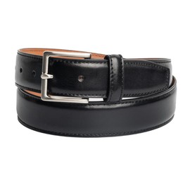 Vince Camuto Belts Men| 35mm Black Belt with Edge Stitch Detailing and a Nickle Finish Belt Buckle | Genuine Leather Belt Tailored for Men | Smooth Leather Finish | Belt Size 36