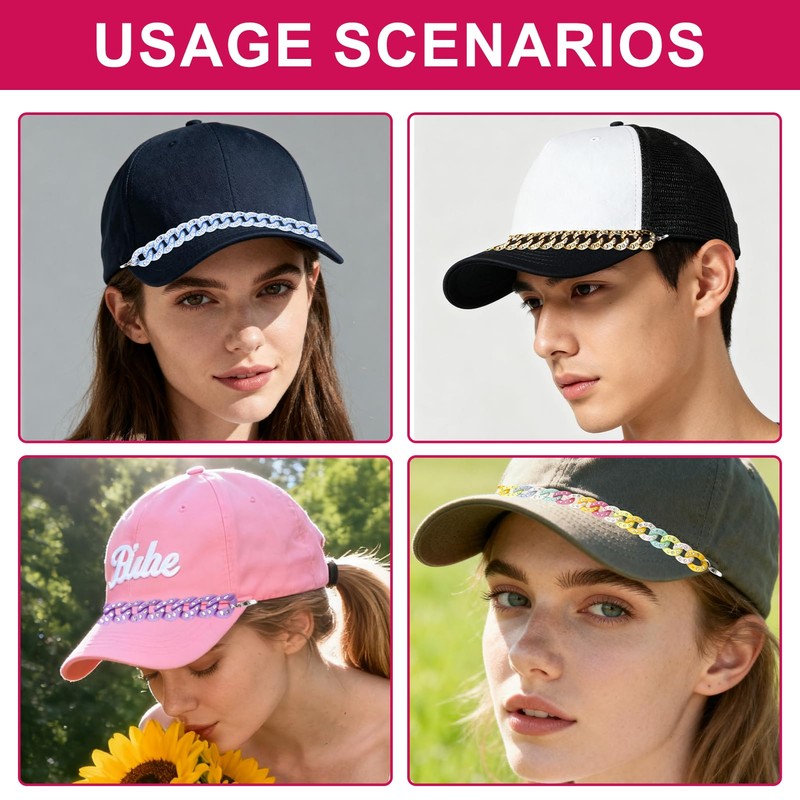 Qoncosy 12 Pack Rhinestone Trucker Hat Chains for Women Men,