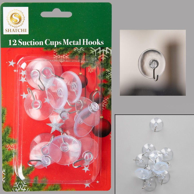 SHATCHI 12Pcs Suction Hooks – Rubber Sucker Pads with Metal