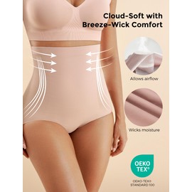 Momcozy Tummy Control Shapewear Panties, High-Waist Body Shaper, Seamless Shaping Underwear for Postpartum & Daily Dress Nude