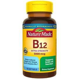 Nature Made Nature Made Extra Strength Vitamin B12 3000 mcg, Dietary Supplement for Energy Metabolism Support, 60 Softgels, 60 Day Supply
