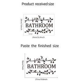 2 Black Vine Bathroom Decals - Stickers for Bathroom Decor, Vinyl Wall Art 11.4x7.8 Inch