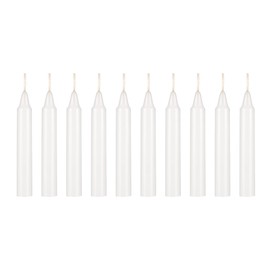 Mega Candles 10 pcs Unscented 4 Inch White Taper Candles, Multi Purpose, Household General Usage, Emergency Lighting, Church, Prayer Vigils, Religious Ceremonies