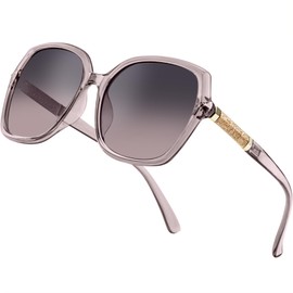 KALIYADI Polarized Sunglasses Womens Trendy Square Ladies Sun Glasses Classic Shades Sparkling Frame UV400 Protection(Gradient Purple)