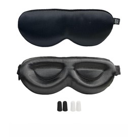 PROMEED 23 Momme Mulberry Silk Sleep Mask - Ultra Soft No-Pressure 3D Contoured Eye Mask with Eye Cups, Adjustable Blackout Sleeping Mask for Women & Men (Black)